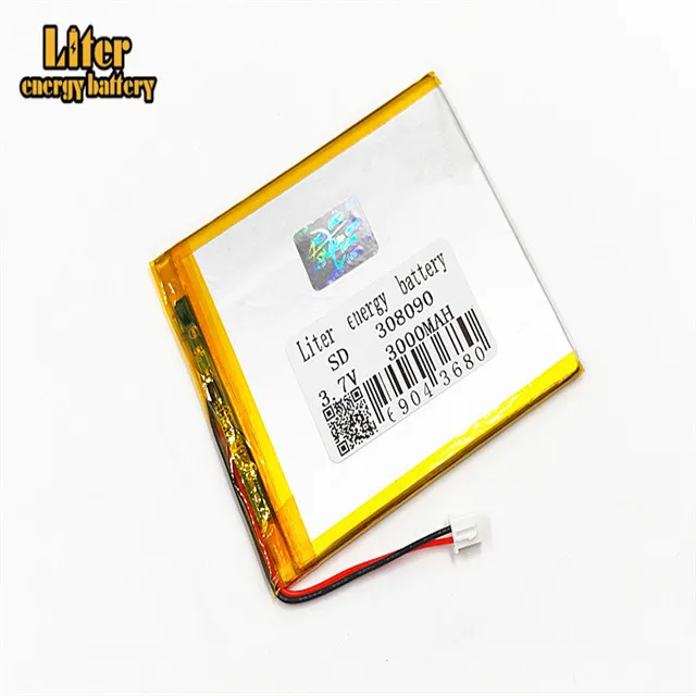 XHR-2P 2.54 3000 mAh 3.7 V في عرض خاص النواة ليثيوم بوليمر بطارية 308090