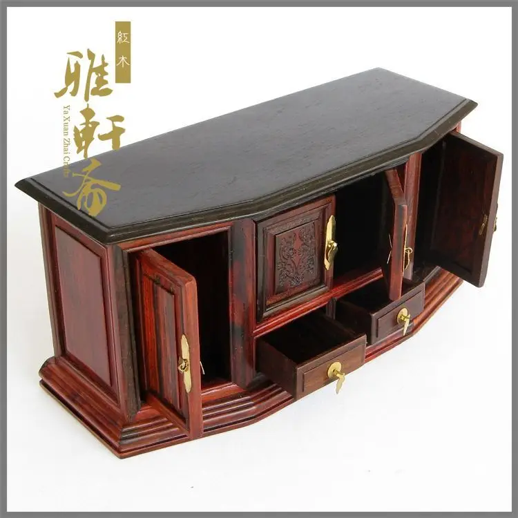 Solid wood furniture rosewood handicraft imitation Ming micro miniature Suanzhimu TV cabinet Home Furnishing ornaments