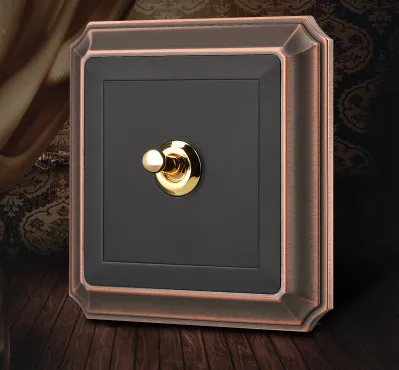 Antique Black Wall Switch 86 type Retro Toggle Switch 1 GANG/ 2 GANG/ 3 GANG/ 4 GANG 10A 110V-250V Wood Panel Brass Lever