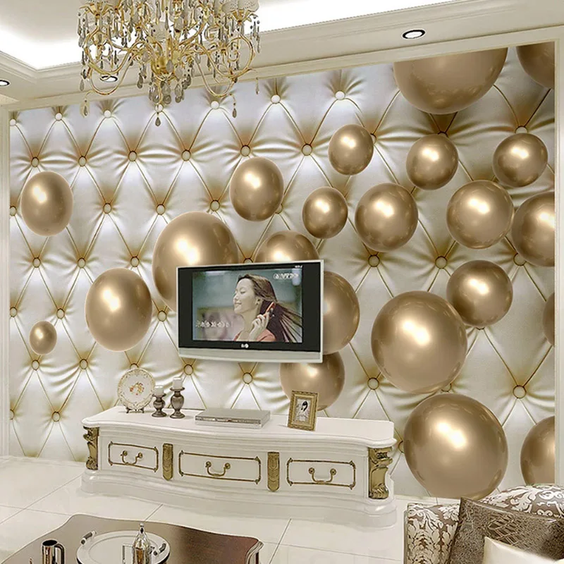 

3D Wallpaper Fashion Metal Sphere Soft Roll Photo Murals Living Room Bedroom Background Wall Home Decor Fresco Papel De Parede