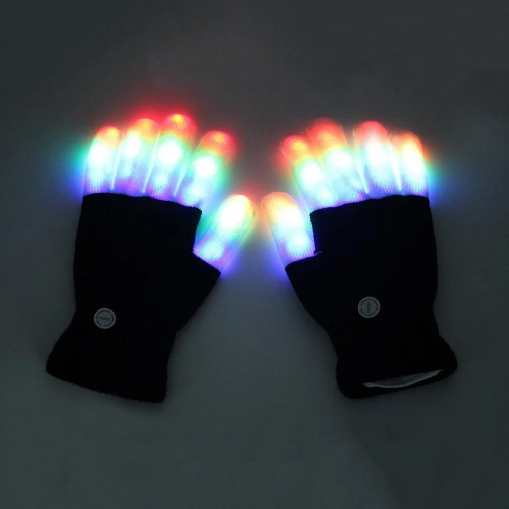 Glowing Gloves LED Black White Gloves Bar Party Flash Party Fingertip Lighting Light Stripes New Ideas Creative Gloves 1 Pair