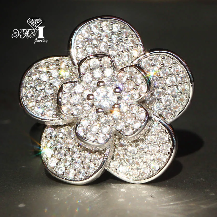 YaYI Jewelry Bohemia Natural Moissanite Gemstones Zircon Silver Color Engagement Wedding Flower Precious Rings