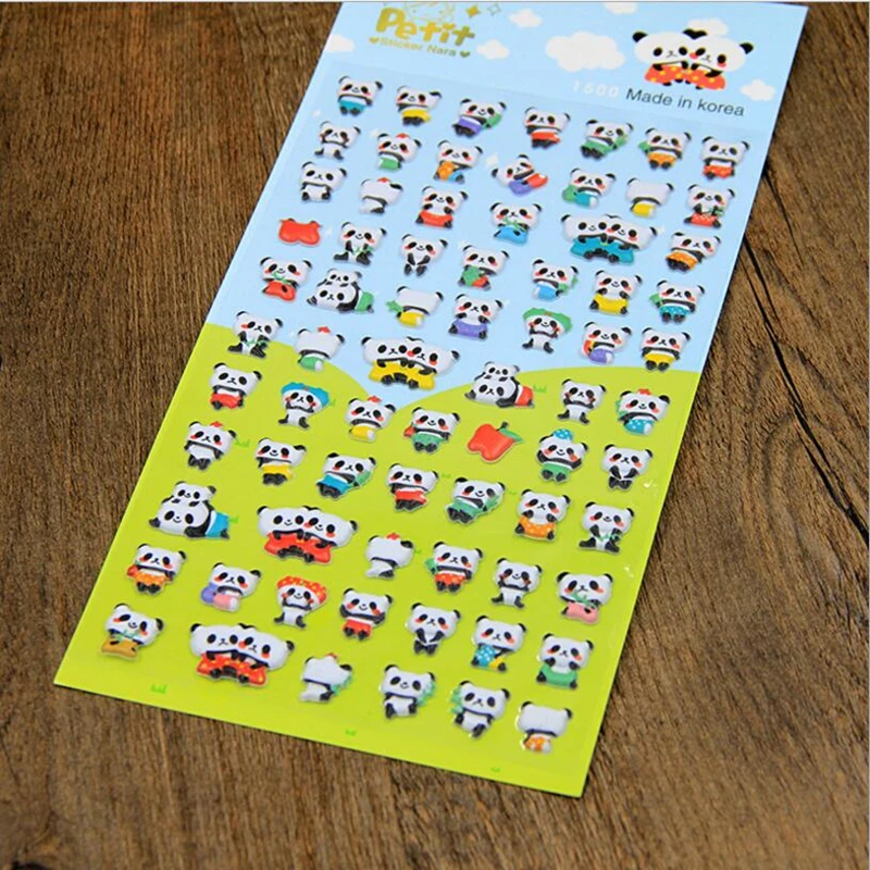 1 stks/partij Leuke 3D Dier Stickers Briefpapier Panda Bubble Stickers Diary Decoratieve Sticker Mooie Leren Levert Geschenken