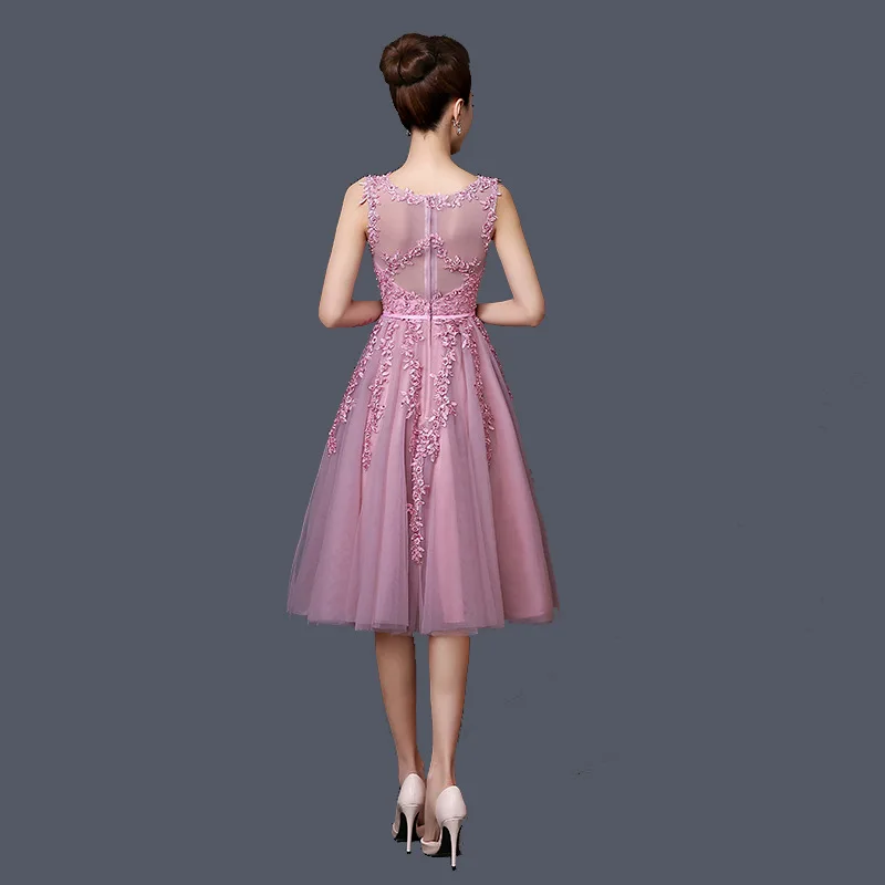 AFS – robe courte de demoiselle d'honneur en dentelle rose #, costume de Toast pour fête de mariage, robe de bal pour filles, vêtements bon marché, vente en gros