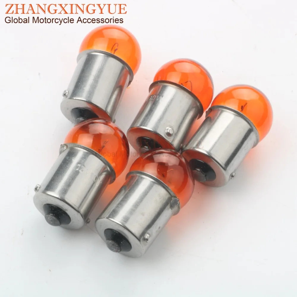 5PC Indicator Bulb 12V/10W BA15S G18 orange For Motorcycle Scooter ATV Karting 50cc 125cc 150cc 200cc 250cc 246510215