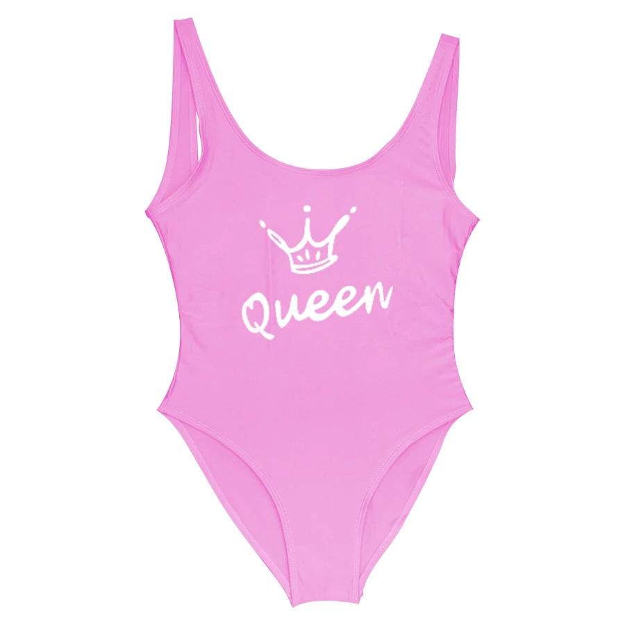 Costume da bagno intero Queen Crown Letter per donna costume da bagno Sexy perizoma costume da bagno intero 2018 costume da bagno femminile tuta