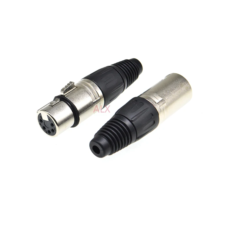 1pair Copper pin 4Pin 5Pin XLR Canon male female Plug connector Mixer Microphone audio speakers plug adapter