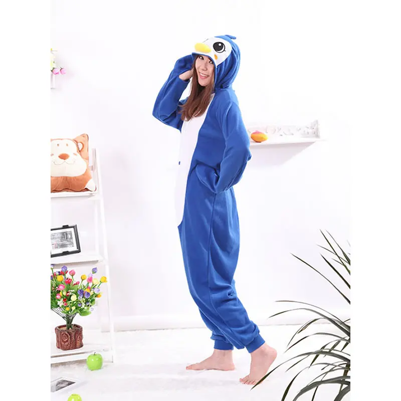 EIGHT UP Blue Penguin Onesies Unisex Adult Pajamas Kigurumi Cosplay Costumes Animal Onesie Sleepwear Jumpsuit For Male Famale