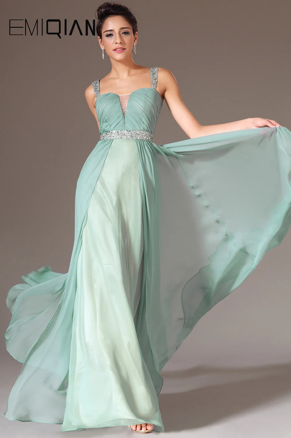 New A Line Tank Chiffon Evening Gowns Beaded Pageant Dresses