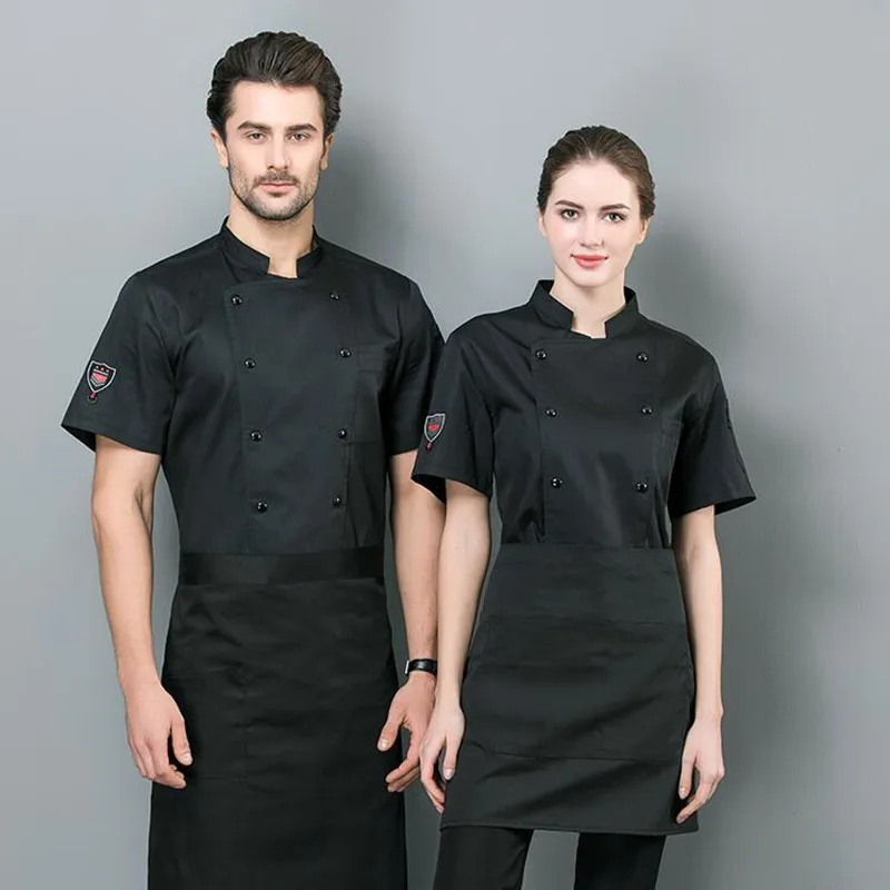 Cook Overalls Thin Breathable Short-sleeved Male Female Chef Work Clothes Kitchen Hotel Restaurant Plus Size Staff Uniform H2086