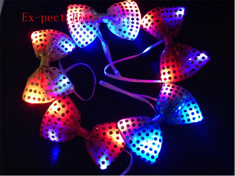 

200pcs led bow tie kids adult Multicolor Bowknot flashing tie light up toys for party decoration supplies