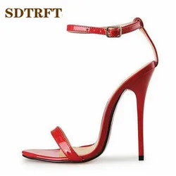 SDTRFT Plus Size:45 46 47 48 sandali da festa da donna estate elegante 13cm tacchi alti sottili Mujer scarpe eleganti Peep Toe Party Red Pumps