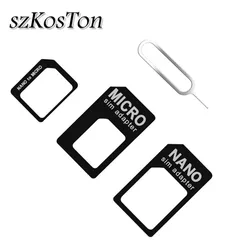 Adaptador de tarjeta Micro SIM 4 en 1, Conector de conversión de tarjeta Nano SIM a Micro adaptador estándar para iPhone, Huawei, Xiaomi y Samsung