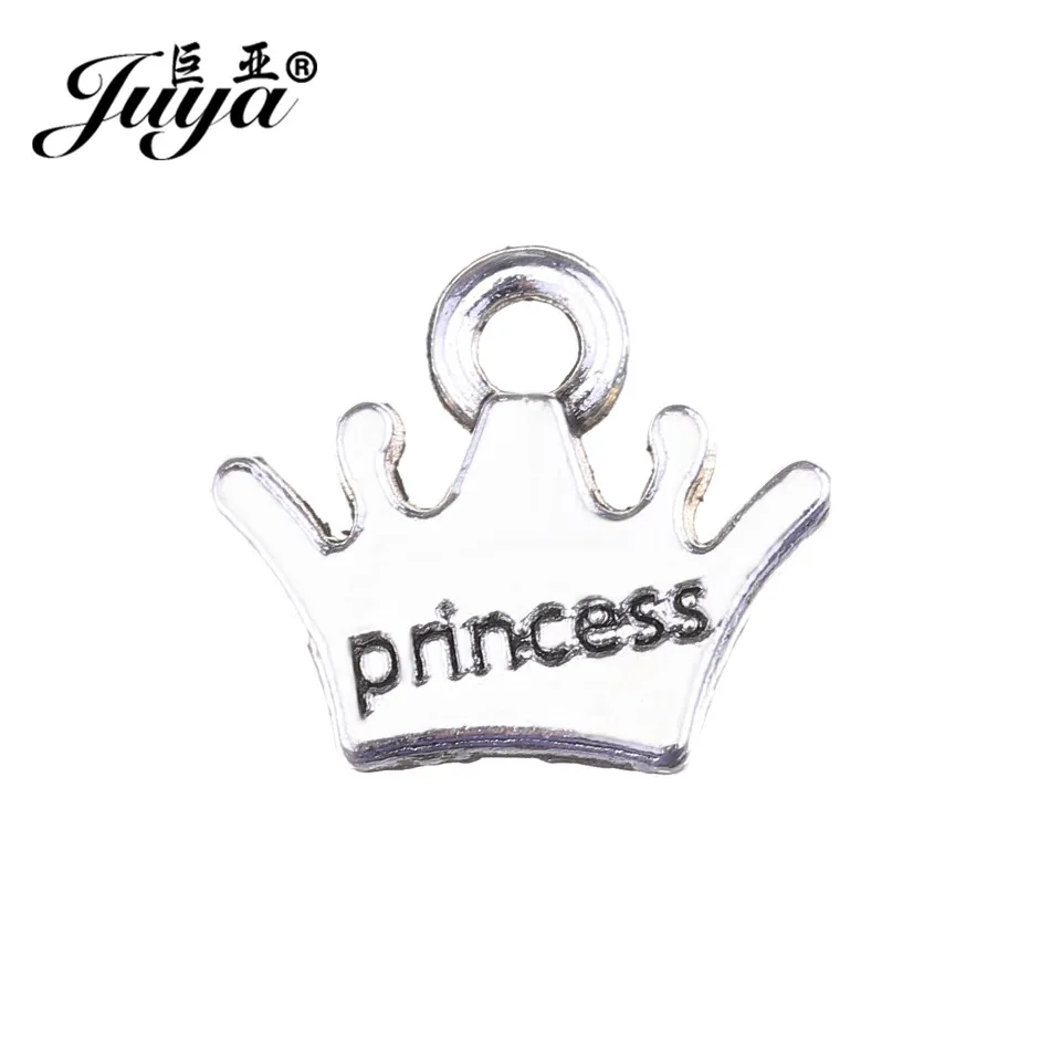 JUYA 25pcs/lot 11x13mm Alloy Charms Pendant Princess Crown Shape Jewelry for Nacklace Pendant Bracelet Making Finding AO0632