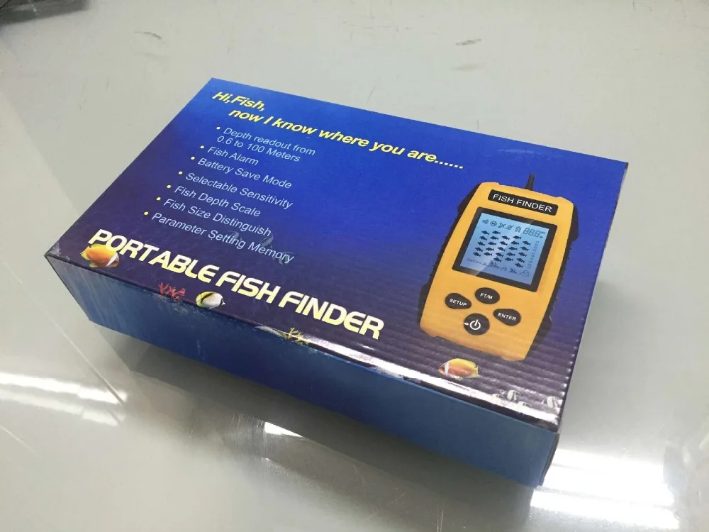 Fish Finder Shoal Detector Echograph Portable Ultrasonic Sonar Fishfinder Verify Location Quantity and Depth in Feet or Meters