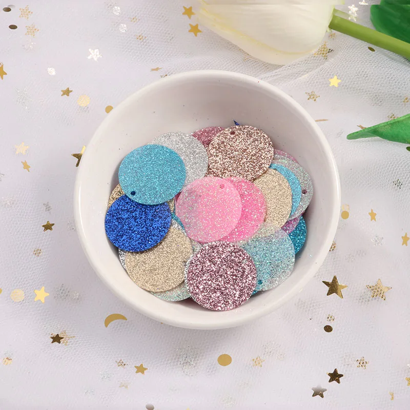 iSequins 90Pcs/Lot Size 20mm Glitter Sequin Flat Round PVC Loose Sequins Paillettes Sew Wedding Craft Garments Sewing Suppliers