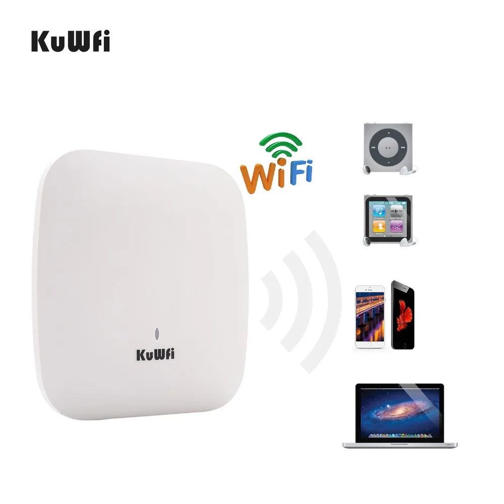 KuWFi 1200Mbps Wifi Router Indoor Wireless Ceiling Access Points Wireless AP Managed Ceiling-Mount  Up to 32user With 48V POE