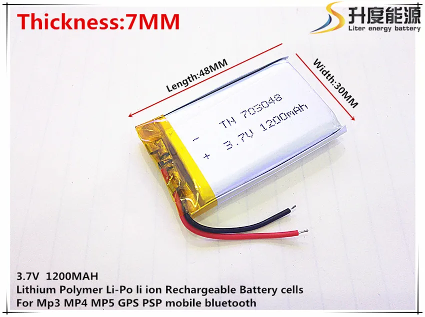 703048   3.7V 1200mAh 703050   Akumulator litowo-polimerowy Li-Po litowo-jonowy do mobilnego bluetooth Mp3 MP4 MP5 GPS