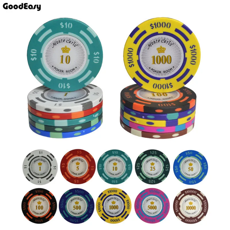 25PCS/LOT Professional Texas Poker Chips Entertainment Dollar Coins 14g Color Sticky Clay  Chips Currency Wholesale Cheap Chips