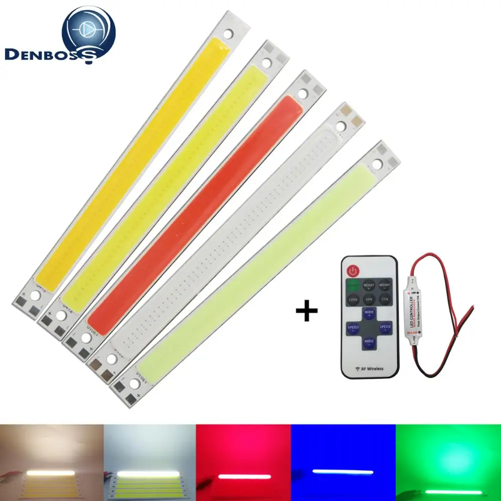 10W Panel 12V DC Dimmable 120*10mm Lamp Warm White Blue Red Green With RF Dimmer for DIY Light Cob Led Tubes LED COB Strip Decor