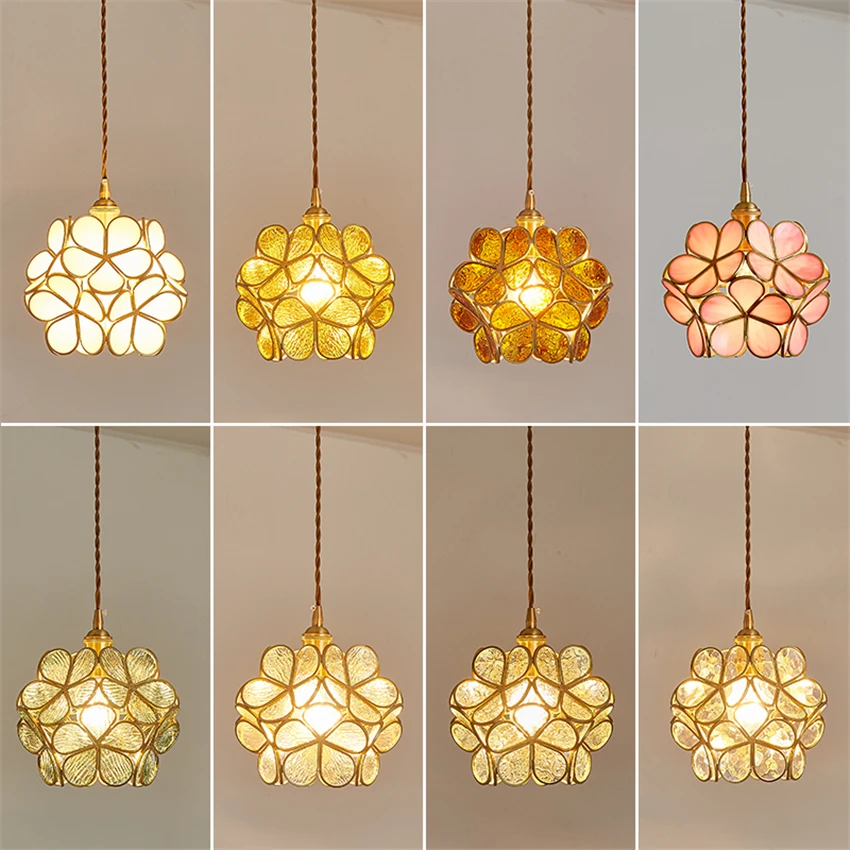 Nordic Japanese Pendant Lights All-copper color Blossom Modern Luxury Creative Restaurant Bar Bed Head hanging Lamps fixtures