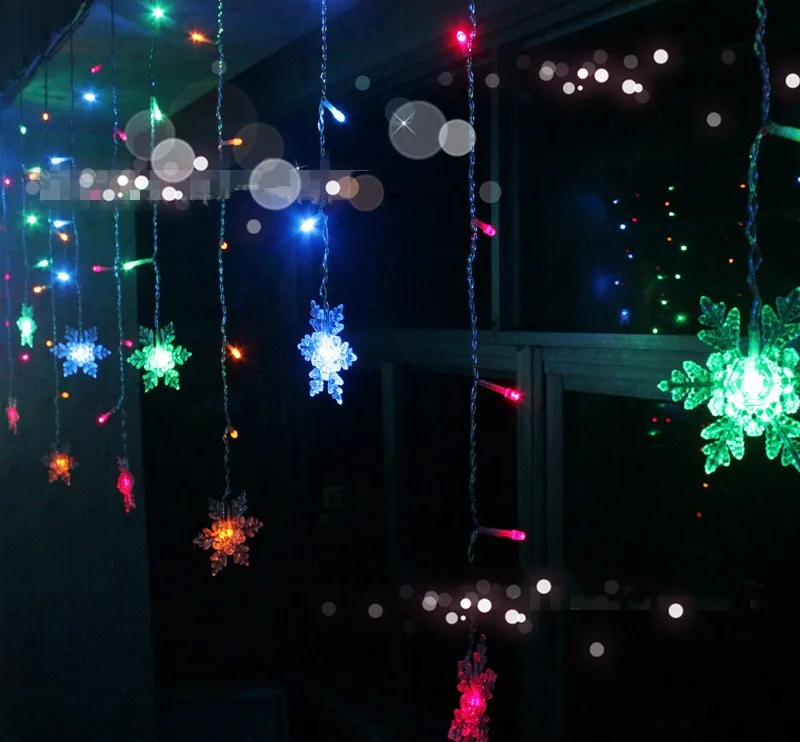 Snowflake LED String Lights, Multi Color, 4m, 96SMD, Lamp, String, Curtain, Holiday, Xmas, Wedding Decor