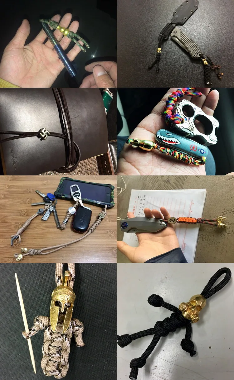 1PC Brass Knife Beads Lanyard Pendant Paracord Survival Bracelet Umbrella Rope Cord DIY Decorative Accessories Pendant EDC Tool