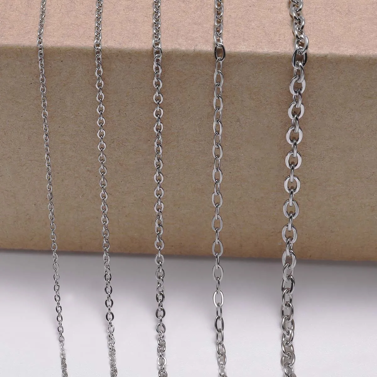 5M/Lot 1.2 1.5 2.0 2.4 3.0 mm Stainless steel Link Chain Bulk Necklace Chains For Jewelry Making Findings Supplies Accessories