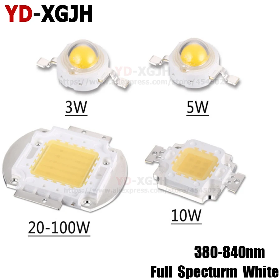 High Power LED Chip Full Spectrum White Grow Light 1 3 5 10 20 30 50 100 120 150 200 300 500W COB Beads for Indoor Plant Growth