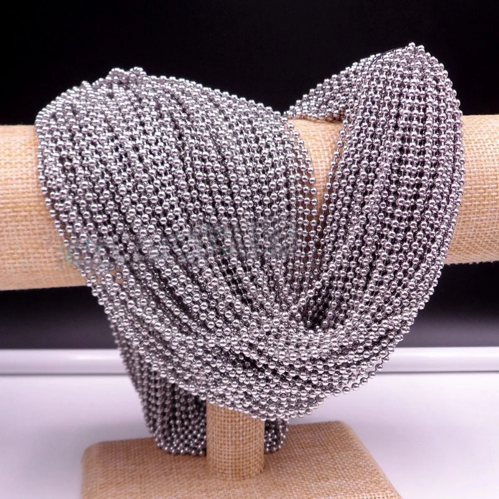 

1.5/2/2.4/3/3.2mm 16"-40" Wholesale Silver Color Stainless Steel Round Ball Chain Necklace Men Women Finding Pendant DIY Jewelry