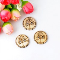 Free shipping -Retail 100pcs Mixed Natural Life Tree Round 2 Holes Wood Buttons Sewing Scrapbooking 25mm Dia. J2815