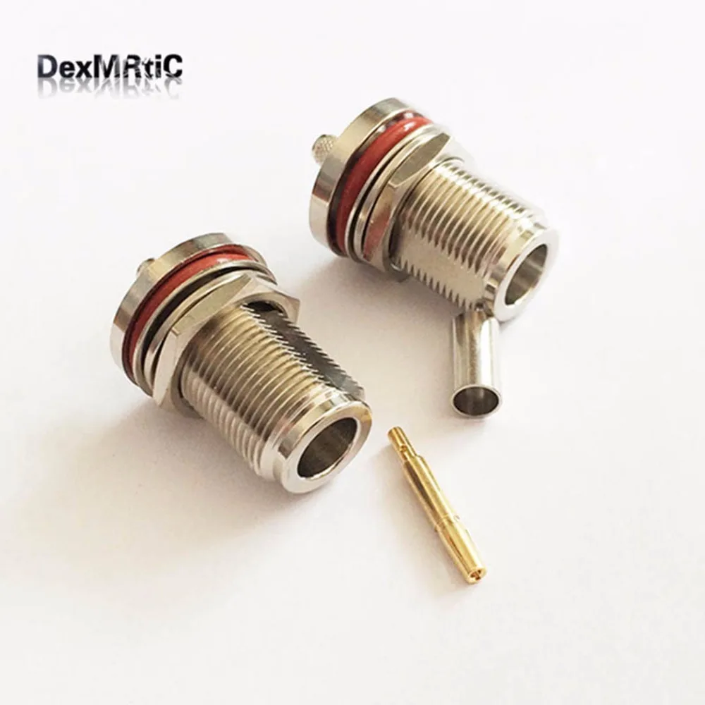 1 cái N Loại nữ jack vách ngăn Nối Cáp Đồng Trục RF Uốn RG58, RG142, RG400, LMR195 Thẳng Nickelplated MỚI bán buôn