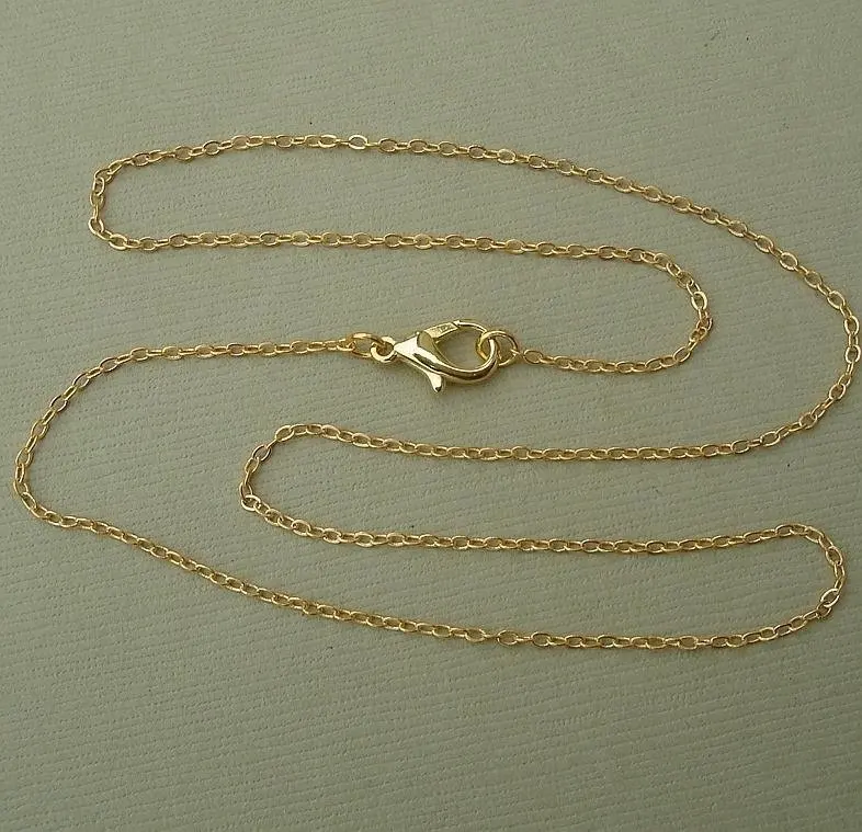 

Free shipping!!!! Chain Ready To Wear Gold Plated Flat Oval Cable 2*1.5mm with lobster clasps 27"L