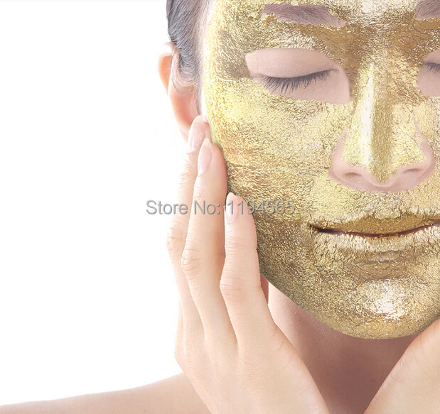 100PCS 4.33*4.33cm Anti-Aging 24K Gold Foil Leaf Mask Moisturizing Facial Gold Foil Sheets Masks Beauty SPA Equipment