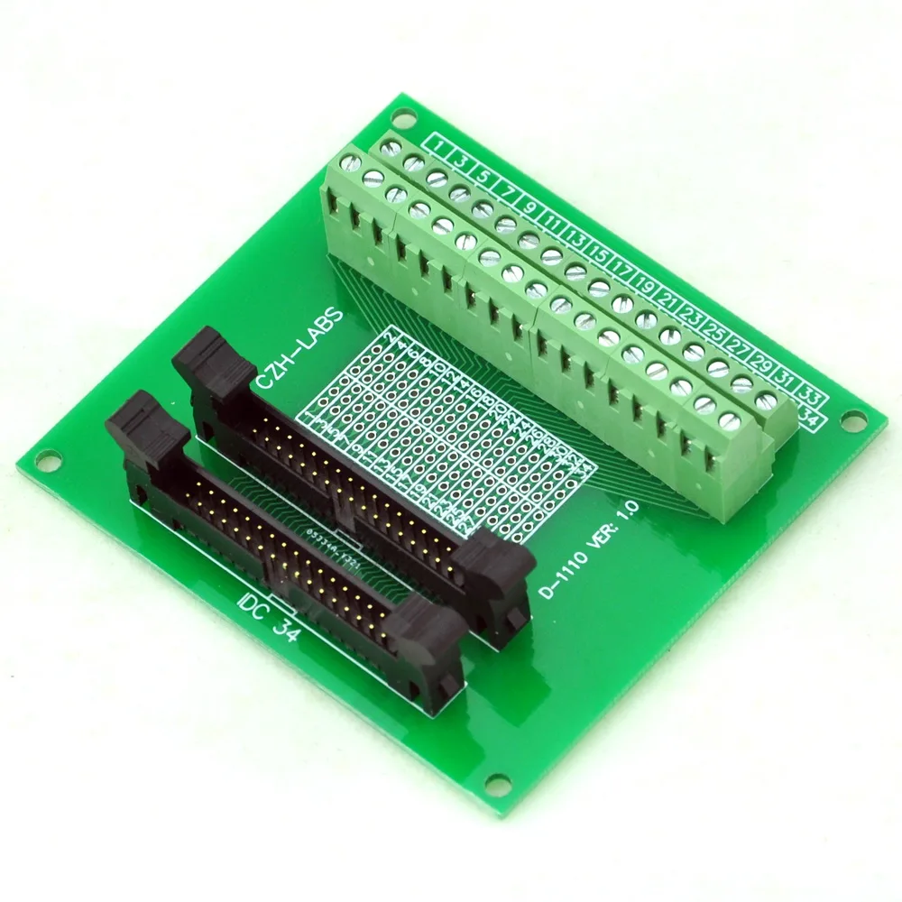 IDC-34 2x17pins 2.0mm Dual Male Header Breakout Board, Screw Terminal Connector.