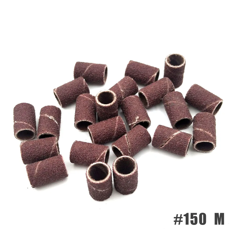 HYTOOS 100Pcs Brown Nail Art Sanding Bands Pedicure Tools Electric Nail Drill Accessories Foot Care Tools 80# 150# 240#