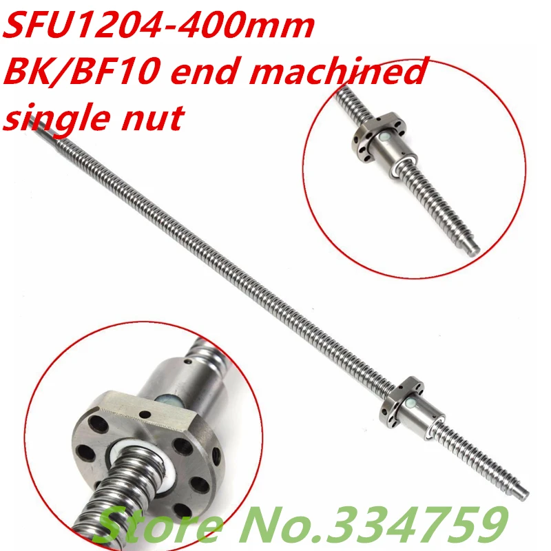 

SFU1204 400mm Ball Screw SFU1204 L=400mm C7 Rolled Ballscrew with single Ballnut for CNC parts BK/BF10 machined