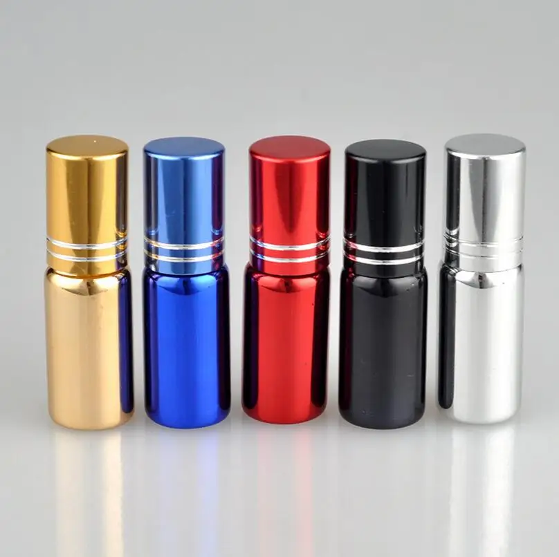 エッセンシャルオイル用の空のUVメタルボトル,5ml,ミニ,カラフル,ファッショナブル,オプション,卸売