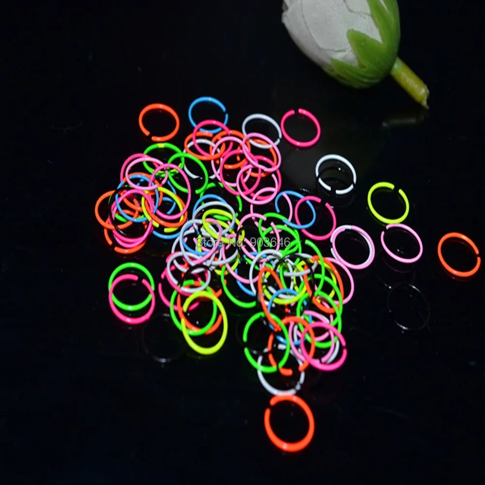 

200pcs/lot Free Shipping Stainless Steel Seamless Open Hoop Nose Tragus Cartilage Neon Color Hoop Ring Earring Body Piercing