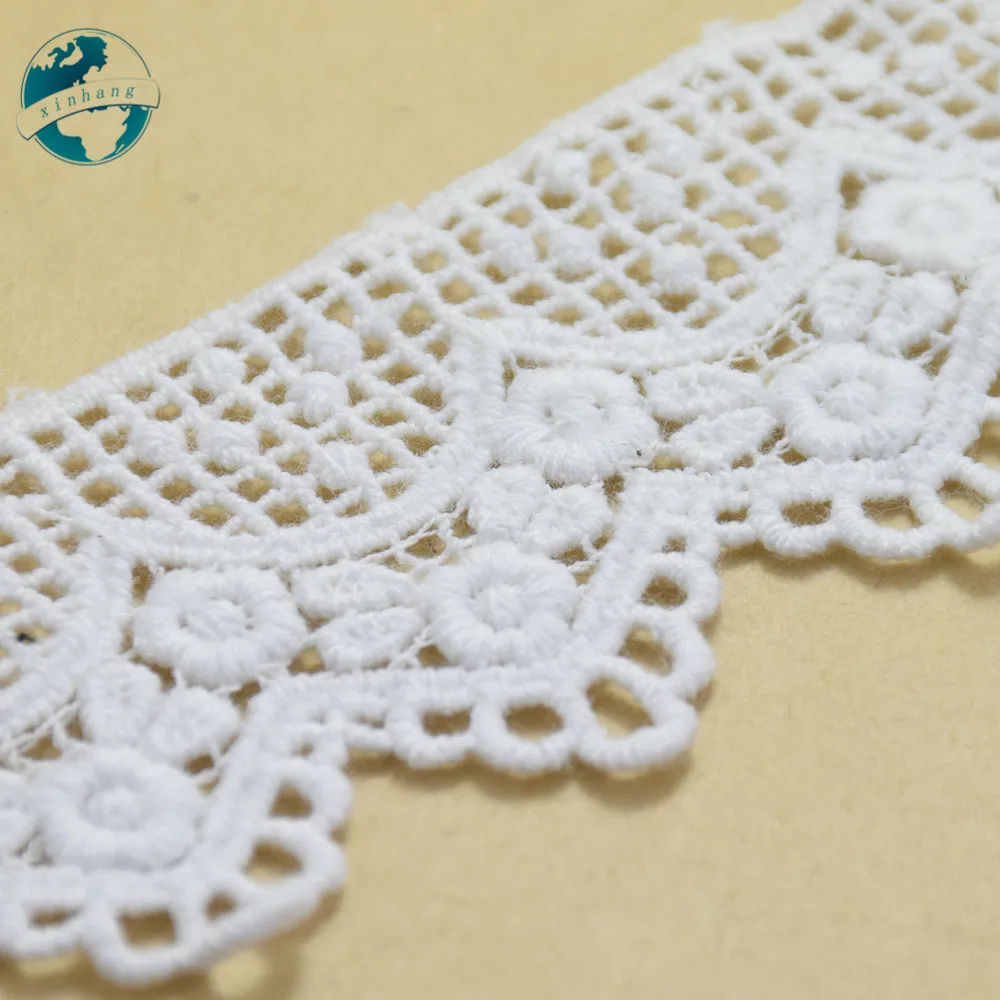 4.3cm White Cotton Embroidery Lace French Ribbon Fabric Guipure Diy Trims Warp Knitting Sewing Dress Accessories#3685