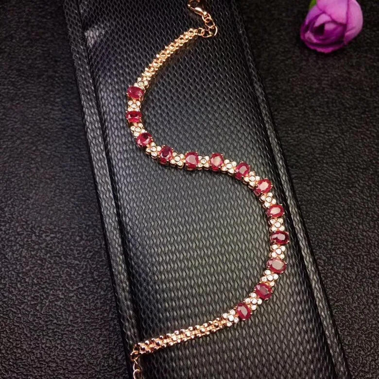 

Exclusive high-end gem natural ruby Bracelet exhibition 925 new silver hand-made leading fashion