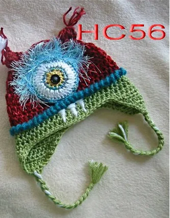 

free shipping, New Red/Blue cartoon Cyclops BuBu Newborn Baby Child Knit Hat Photograph