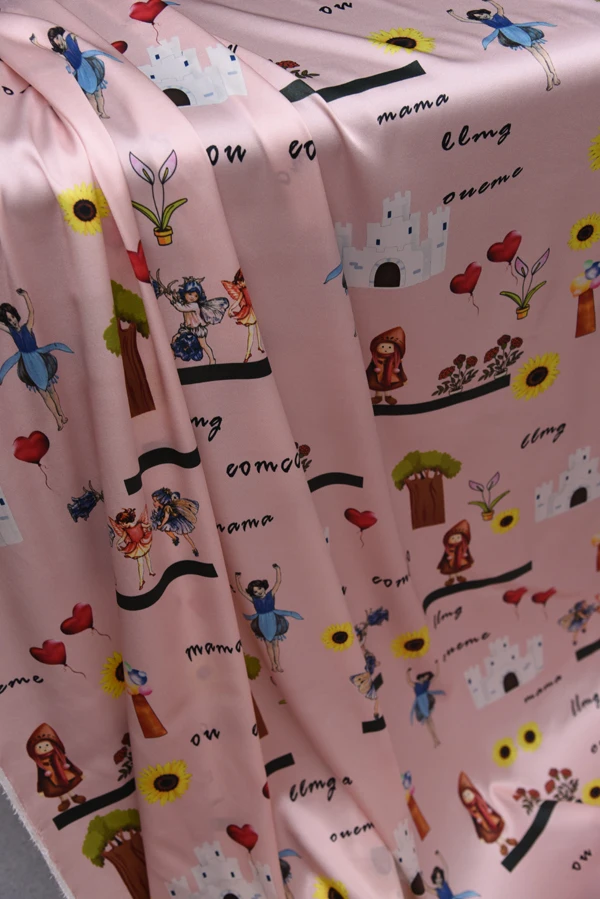 Digital printing silk stretch satin cute cartoon 1.08 meters wide