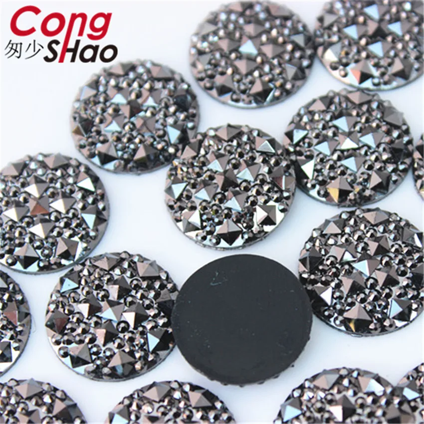 Cong Shao 50 Uds 20mm forma redonda AB diamantes de imitación de resina apliques de piedras y gemas de cristal parte posterior plana para manualidades de botones de disfraz ZZ754