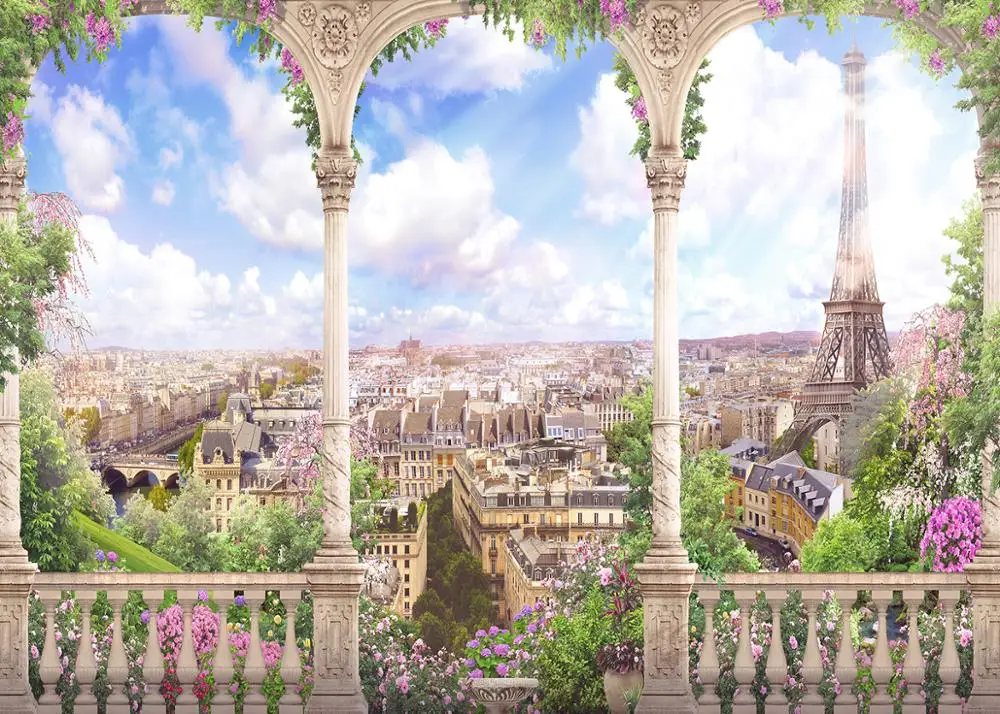 Capisco backdrop for photographic studio Eiffel Tower Paris painting landscape architecture sky photo background photocall