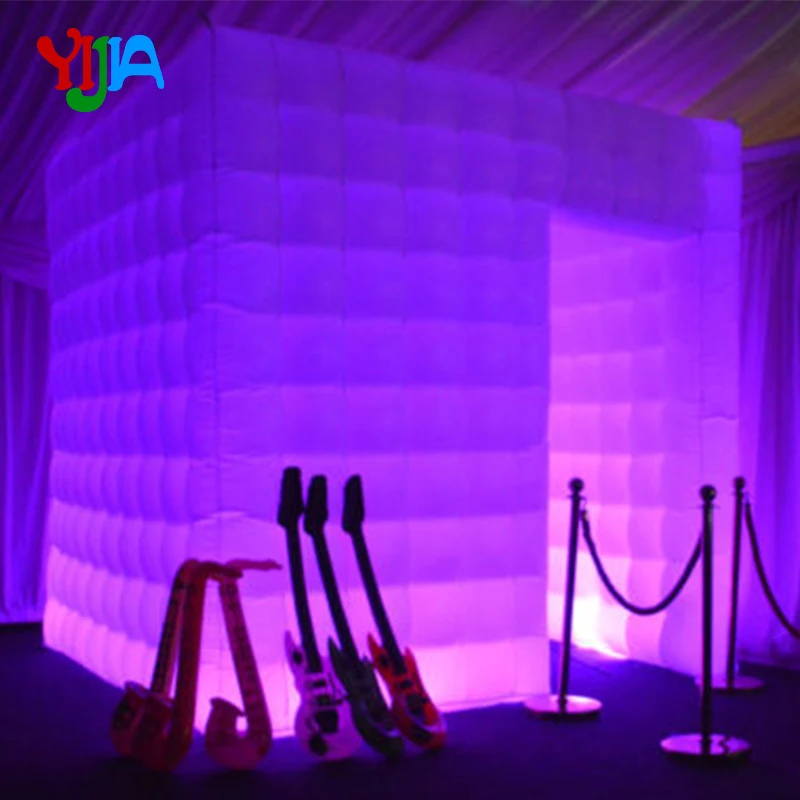 Hot sale LED strips portable photo booth white inflatable photo booth cabin for your photobooth wedding party outside or inside