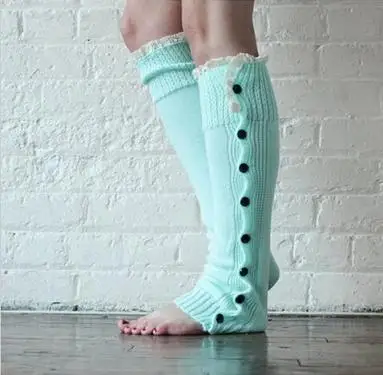 Free Shipping! leg warmers for women Button Down Boot Cuffs lace trim gaiters Boot Socks Knit/Crochet Leg Warmers 7colors