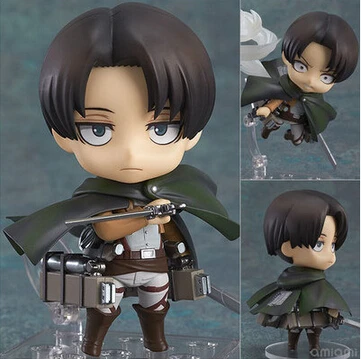 NEW hot 10cm Q version Attack on Titan Levi Rivaille Rival Ackerman Eren Jager 390 action figure toys collection christmas toy