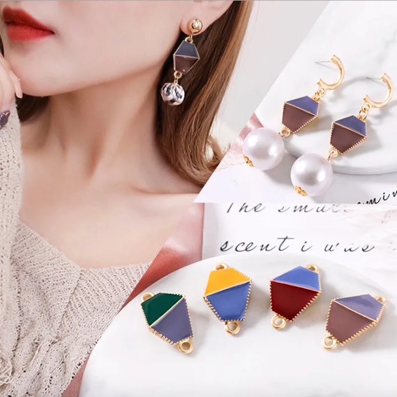 20pc Irregular ellipse pendant alloy enamel two colors charm DIY accessories of bracelet earring apparel Decoration fitting
