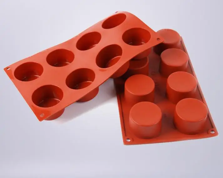 100 pcs 8 Holes Round Silicone Cake Mold 3D Handmade Cupcake Jelly Cookie Mini Muffin Soap Maker DIY Baking Tools SN425